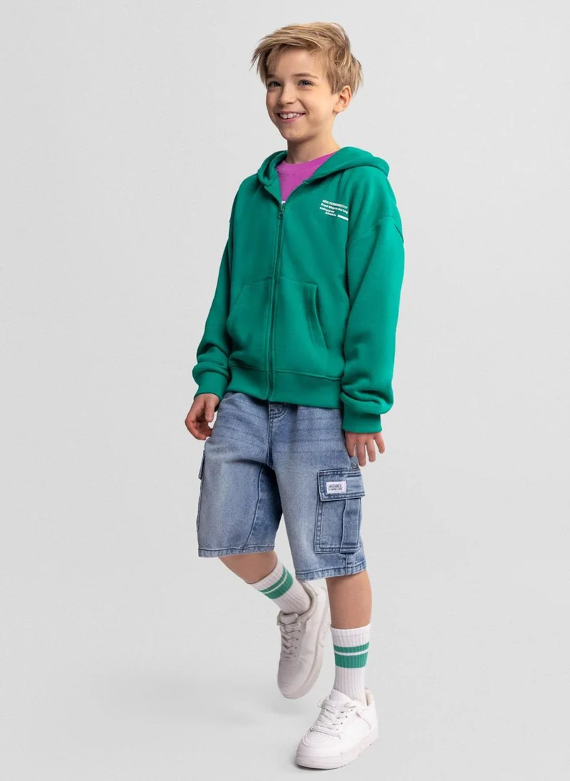 MINOTI Boys two-pack denim combat shorts light blue with cargo pockets